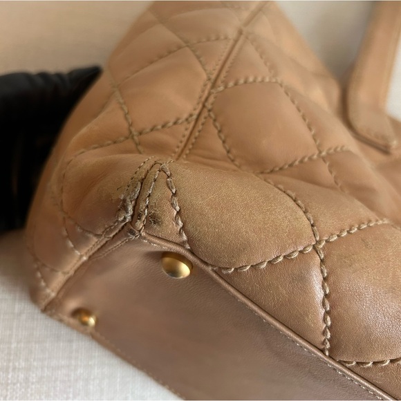 Chanel Tan Quilted Tote Bag - Picture 9 of 13